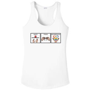 Want More Acceptance Sped Teacher Autism Awareness Month Ladies PosiCharge Competitor Racerback Tank