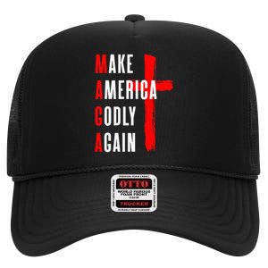 Wo Make America Godly Again High Crown Mesh Back Trucker Hat