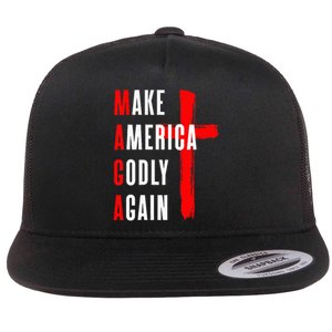 Wo Make America Godly Again Flat Bill Trucker Hat