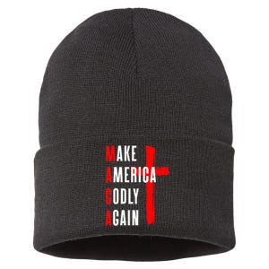 Wo Make America Godly Again Sustainable Knit Beanie