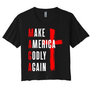 Wo Make America Godly Again Women's Crop Top Tee