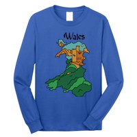 Welsh Map And Castle Heritage Pride Gift Long Sleeve Shirt