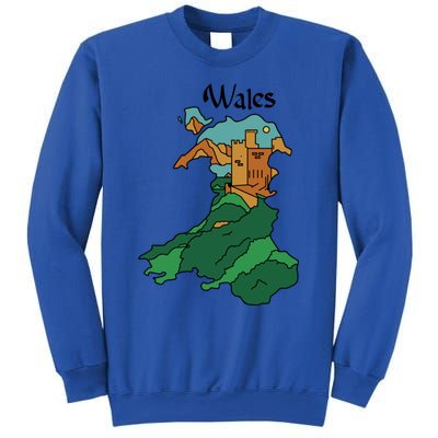 Welsh Map And Castle Heritage Pride Gift Sweatshirt