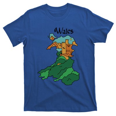 Welsh Map And Castle Heritage Pride Gift T-Shirt