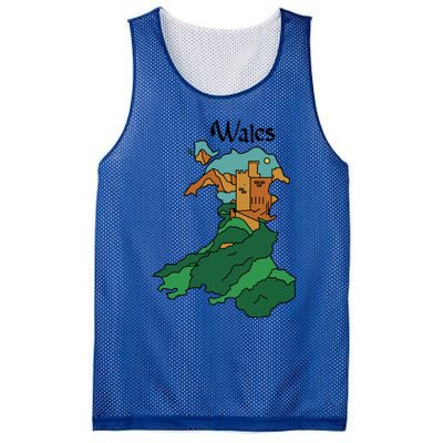 Welsh Map And Castle Heritage Pride Gift Mesh Reversible Basketball Jersey Tank