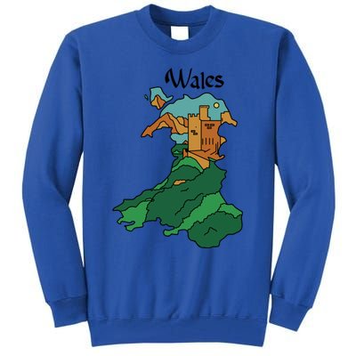 Welsh Map And Castle Heritage Pride Gift Tall Sweatshirt