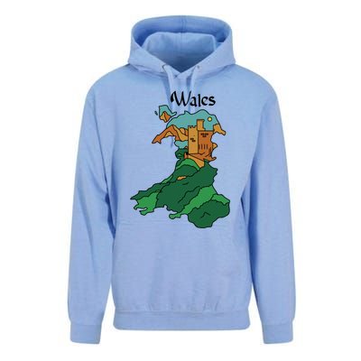 Welsh Map And Castle Heritage Pride Gift Unisex Surf Hoodie