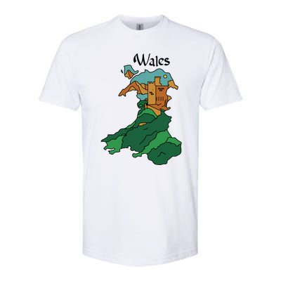 Welsh Map And Castle Heritage Pride Gift Softstyle CVC T-Shirt