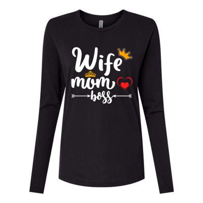 Wife Mom And Boss Funny Wife And Mother Saying Meaningful Gift Womens Cotton Relaxed Long Sleeve T-Shirt