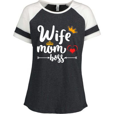 Wife Mom And Boss Funny Wife And Mother Saying Meaningful Gift Enza Ladies Jersey Colorblock Tee