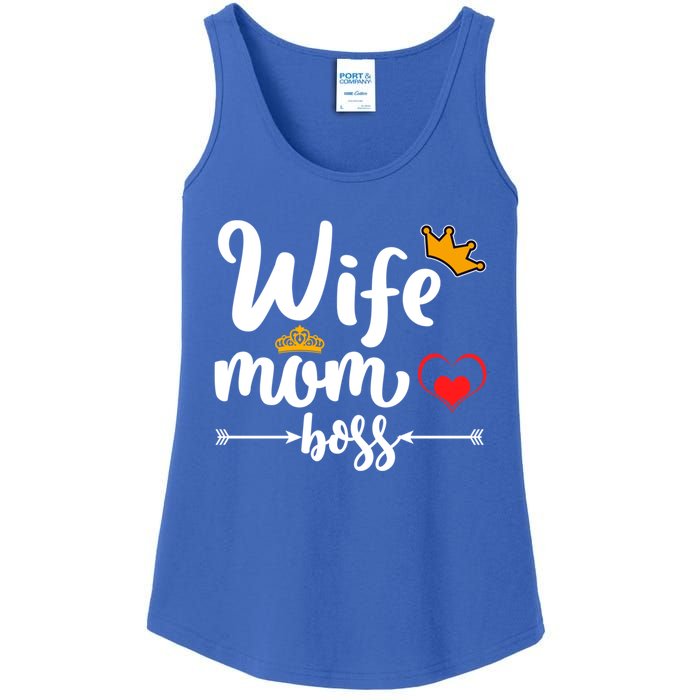 Wife Mom And Boss Funny Wife And Mother Saying Meaningful Gift Ladies Essential Tank