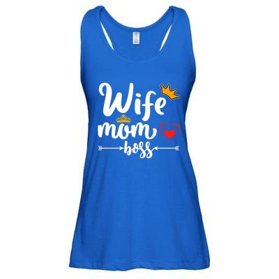 Wife Mom And Boss Funny Wife And Mother Saying Meaningful Gift Ladies Essential Flowy Tank