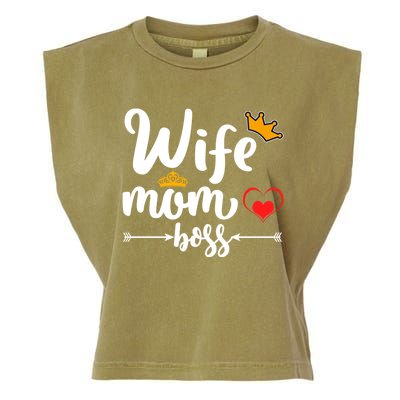 Wife Mom And Boss Funny Wife And Mother Saying Meaningful Gift Garment-Dyed Women's Muscle Tee