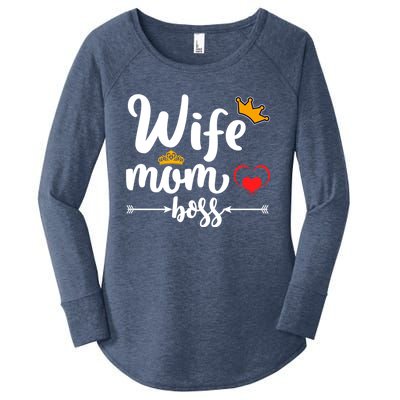 Wife Mom And Boss Funny Wife And Mother Saying Meaningful Gift Women's Perfect Tri Tunic Long Sleeve Shirt