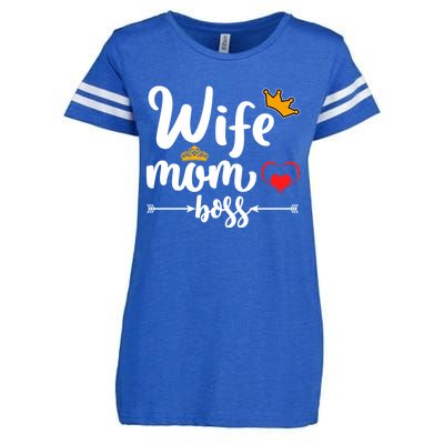 Wife Mom And Boss Funny Wife And Mother Saying Meaningful Gift Enza Ladies Jersey Football T-Shirt