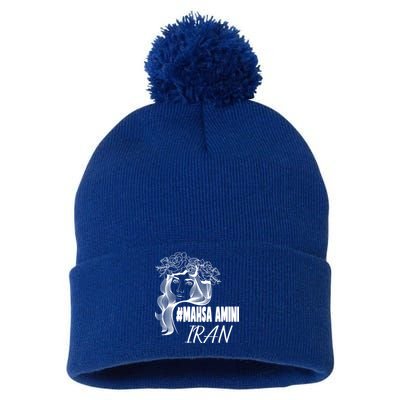 Womens Mahsa Amini Iran #MAHSAAMINI, Iran, #Mahsa_amini Pom Pom 12in Knit Beanie