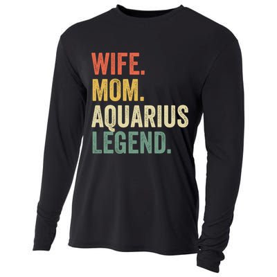 Wife Mom Aquarius Legend Funny Zodiac Astrology Mother Gift Cooling Performance Long Sleeve Crew