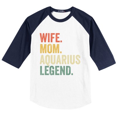 Wife Mom Aquarius Legend Funny Zodiac Astrology Mother Gift Baseball Sleeve Shirt