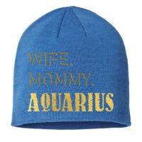 Wife Mommy Aquarius Zodiac Astrology Birthday February Black Great Gift Sustainable Beanie