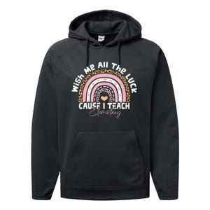 Wish Me All The Luck Cause I Teach Elementary Funny teacher Performance Fleece Hoodie