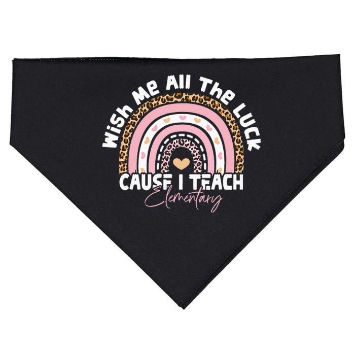 Wish Me All The Luck Cause I Teach Elementary Funny teacher USA-Made Doggie Bandana