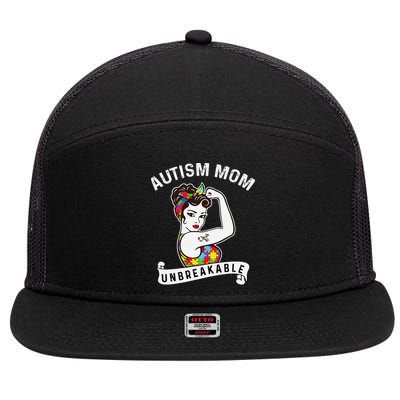 WoAutism Mom Autism Awareness Month Autism Apparel Autism 7 Panel Mesh Trucker Snapback Hat