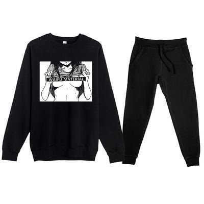 Waifu Material Anime Hentai Otaku Premium Crewneck Sweatsuit Set