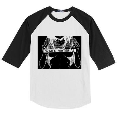 Waifu Material Anime Hentai Otaku Kids Colorblock Raglan Jersey