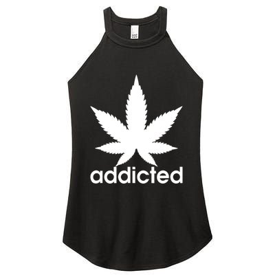 Weed Marijuana Addicted 420 Day Weed Leaf Vintage Retro Women's Perfect Tri Rocker Tank