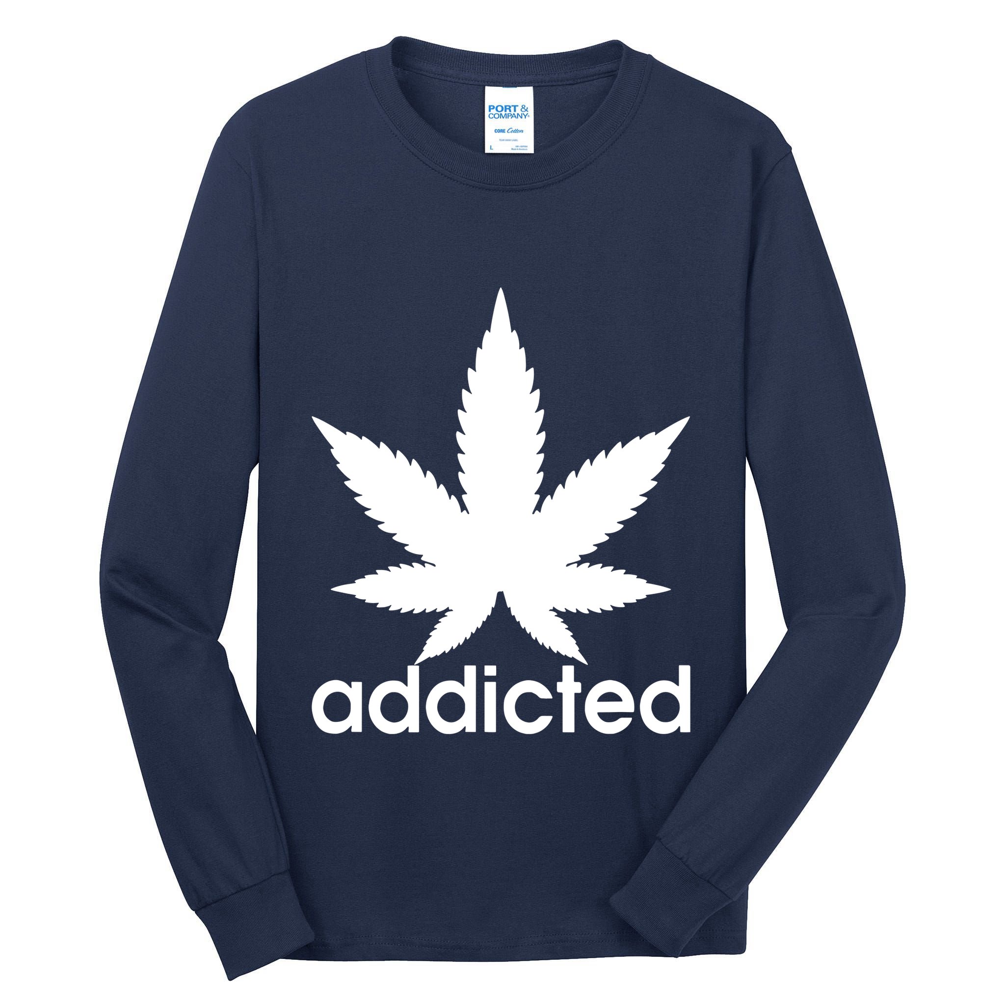 Weed Marijuana Addicted 420 Day Weed Leaf Vintage Retro Tall Long Sleeve T-Shirt