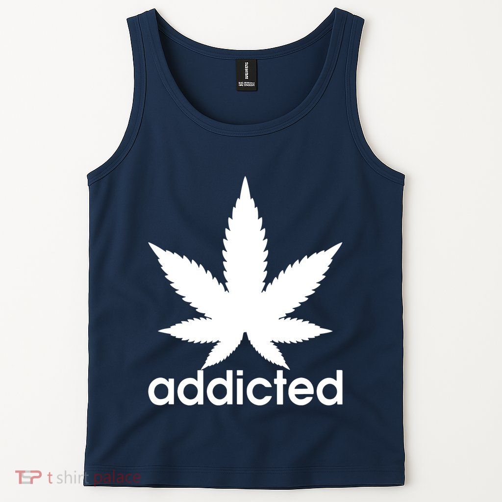 Weed Marijuana Addicted 420 Day Weed Leaf Vintage Retro Tank Top