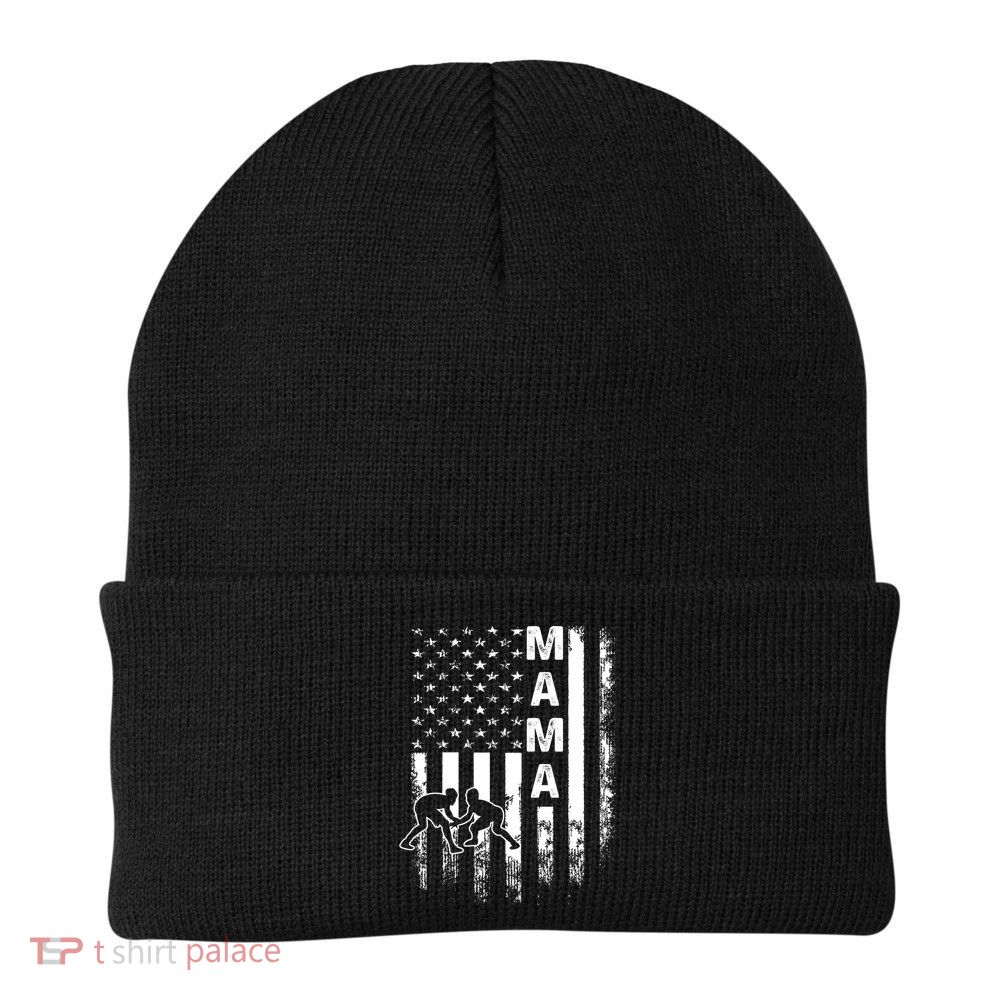 Wrestling Mama American Flag Vintage Christmas Xmas Gift Beanie