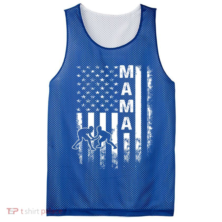 Wrestling Mama American Flag Vintage Christmas Xmas Gift Mesh Reversible Basketball Jersey Tank