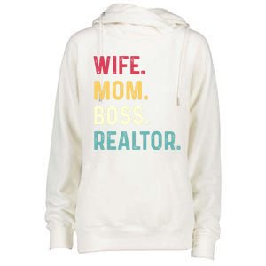 Wife Mom Boss Realtor Female Gift Womens Funnel Neck Pullover Hood