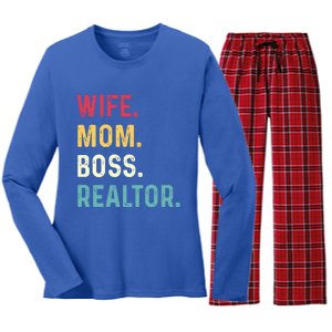 Wife Mom Boss Realtor Female Gift Women's Long Sleeve Flannel Pajama Set 