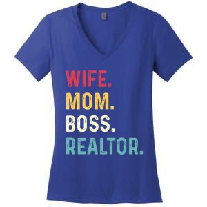 Wife Mom Boss Realtor Female Gift Women's V-Neck T-Shirt