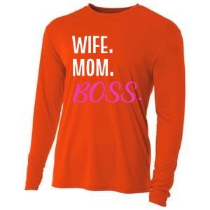 Wife Mom Boss Mother Great Gift Cooling Performance Long Sleeve Crew