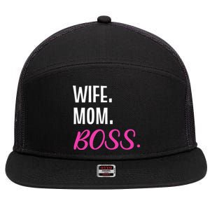 Wife Mom Boss Mother Great Gift 7 Panel Mesh Trucker Snapback Hat