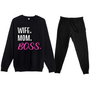 Wife Mom Boss Mother Great Gift Premium Crewneck Sweatsuit Set