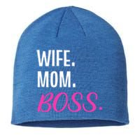 Wife Mom Boss Mother Great Gift Sustainable Beanie