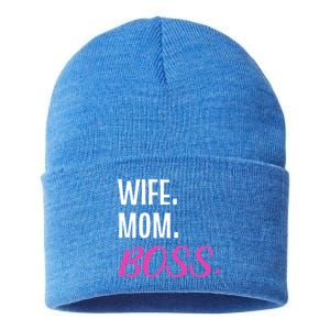 Wife Mom Boss Mother Great Gift Sustainable Knit Beanie