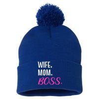 Wife Mom Boss Mother Great Gift Pom Pom 12in Knit Beanie