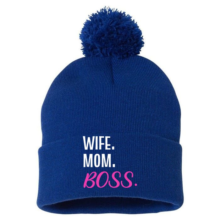 Wife Mom Boss Mother Great Gift Pom Pom 12in Knit Beanie