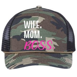 Wife Mom Boss Mother Great Gift Retro Rope Trucker Hat Cap