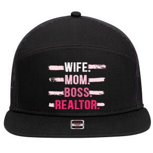 Wife Mom Boss Realtor Funny Real Estate Agent Gift 7 Panel Mesh Trucker Snapback Hat