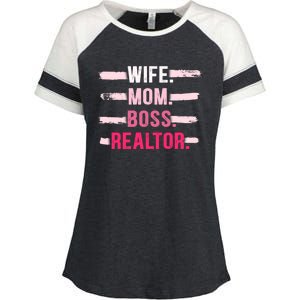 Wife Mom Boss Realtor Funny Real Estate Agent Gift Enza Ladies Jersey Colorblock Tee