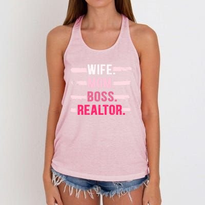 Wife Mom Boss Realtor Funny Real Estate Agent Gift Women's Knotted Racerback Tank