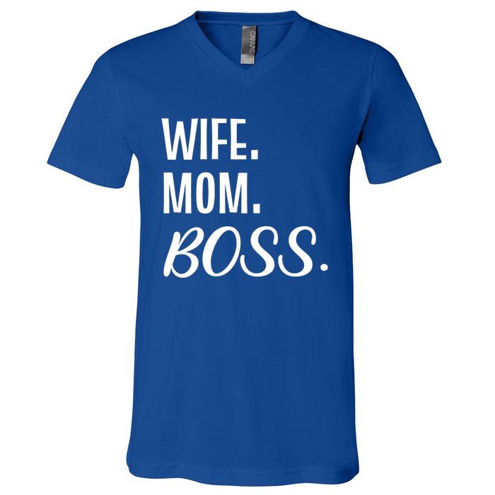 Wife Mom Boss Mother Gift V-Neck T-Shirt