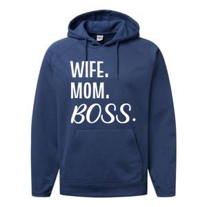 Wife Mom Boss Mother Gift Performance Fleece Hoodie