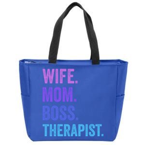 Wife Mom Boss Therapist Funny Mom Wife Sayings Gift Zip Tote Bag